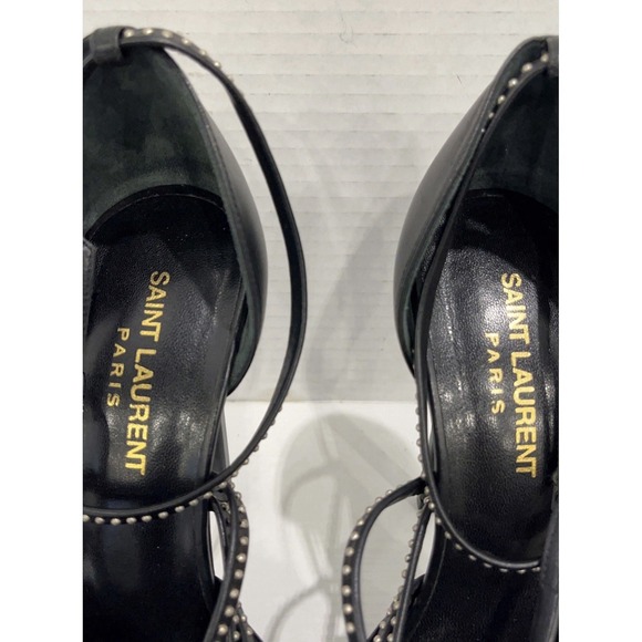 Saint Laurent Paris Black Leather Platform Stiletto Pumps Size EU 38 Italy Heels - Picture 12 of 16